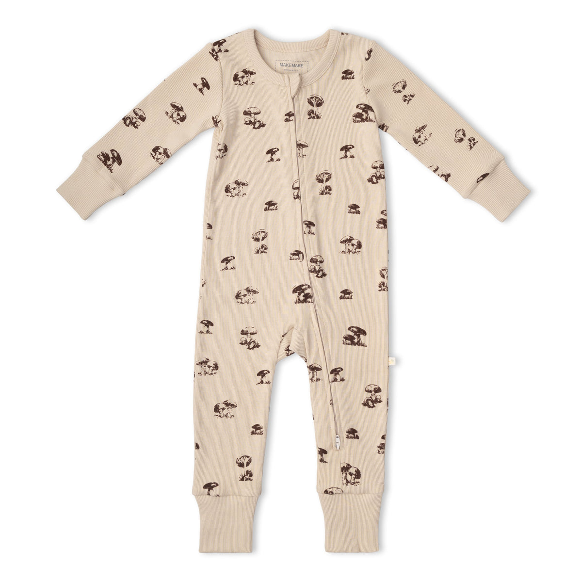 Organic Cotton 2-Way Zip Romper with Convertible Footies & Mittens for Babies – Mushroom