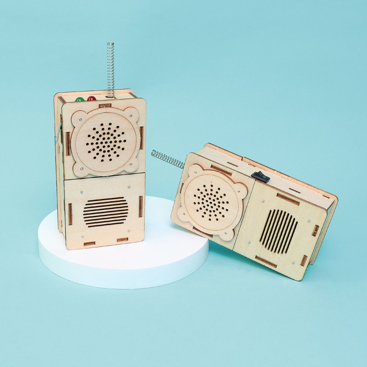 Kitsville Walkie Talkie Set of 2 DIY Kit – Wooden STEM Building Kit for Kids
