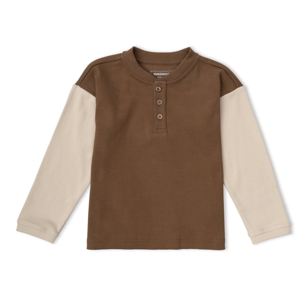 Organic Cotton Long Sleeve Henley Tee for Babies & Toddlers – Brown