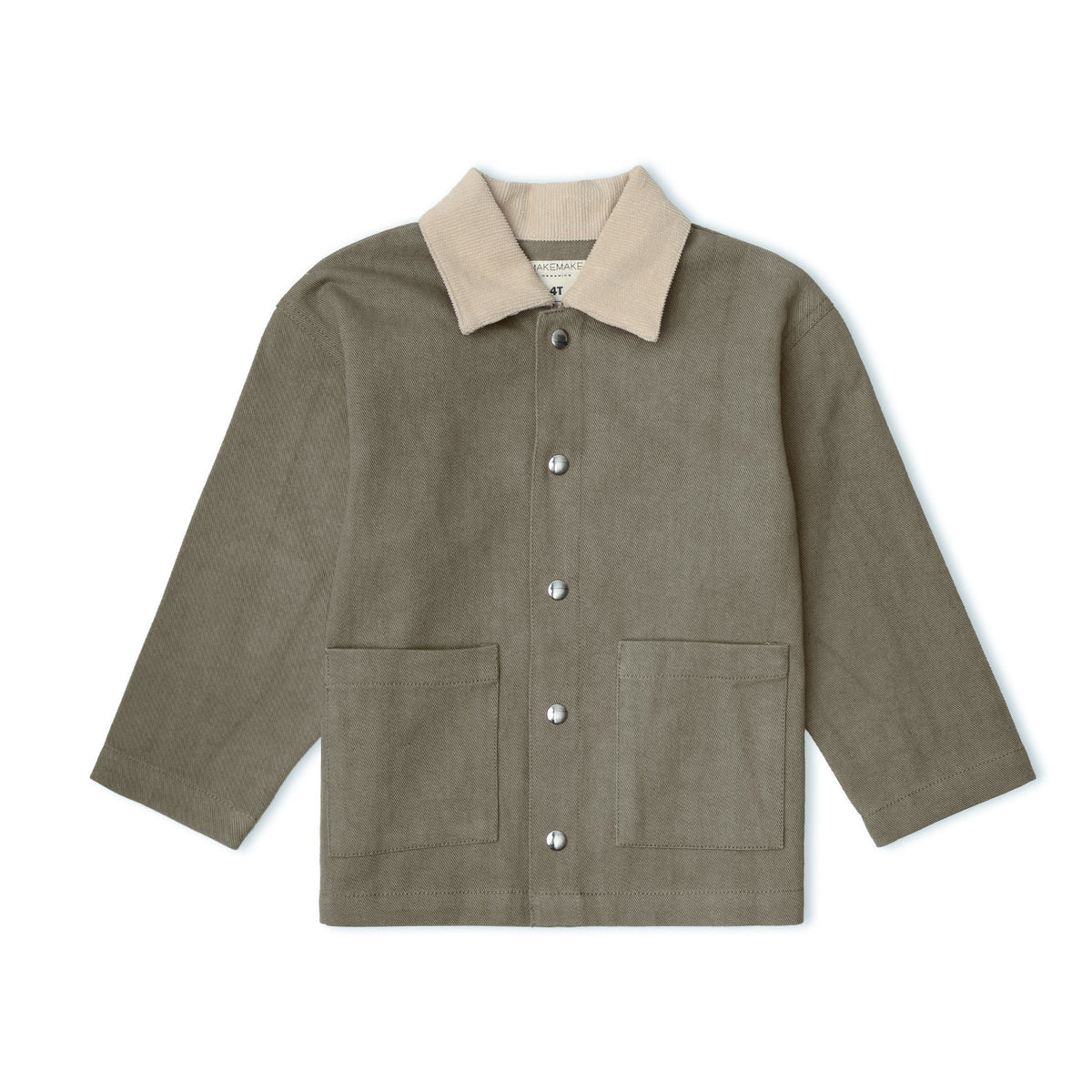 Organic Cotton Twill Button Jacket for Toddlers – Olive