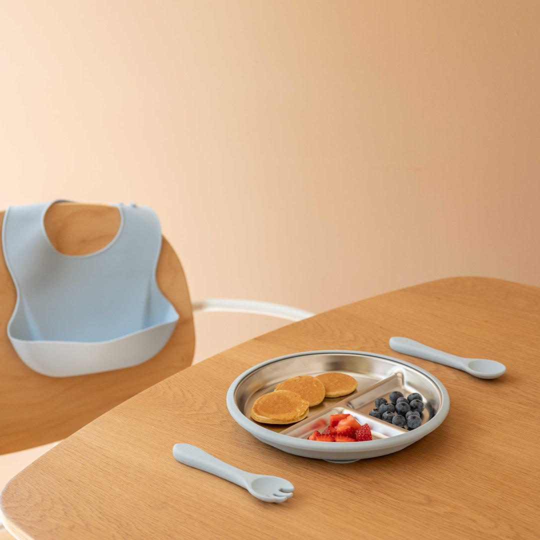 Tots Ground Eco-Friendly Complete Stainless Steel Baby and Toddler Feeding Set | Baby Blue
