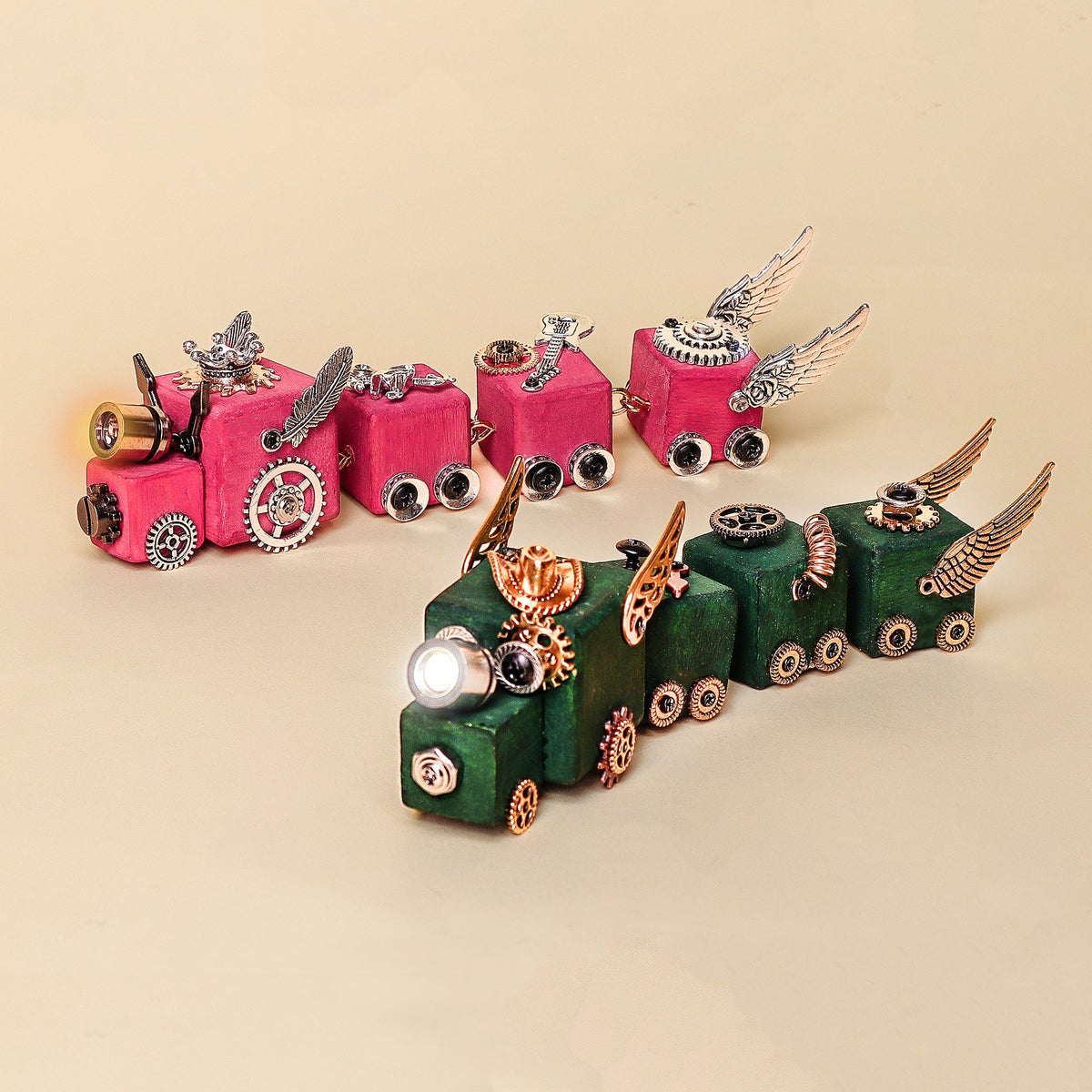Kitsville Timber Train Kit with LED Light – Wooden DIY Craft Kit