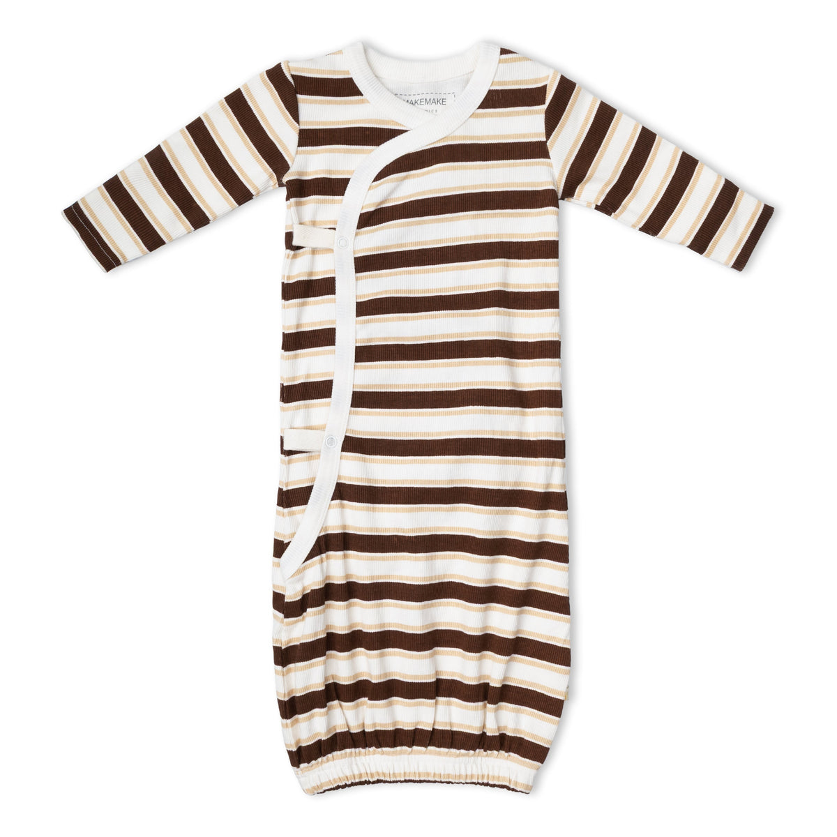 Organic Cotton Kimono Newborn Sleep Gown & Hat Set – Cocoa Stripe