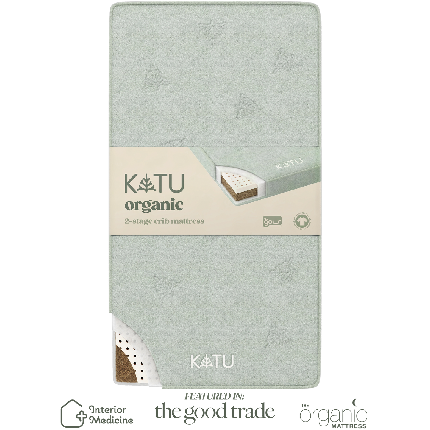 KATU Organic 2-Stage Crib Mattress - 100% GOTS & GOLS Certified Plastic-Free