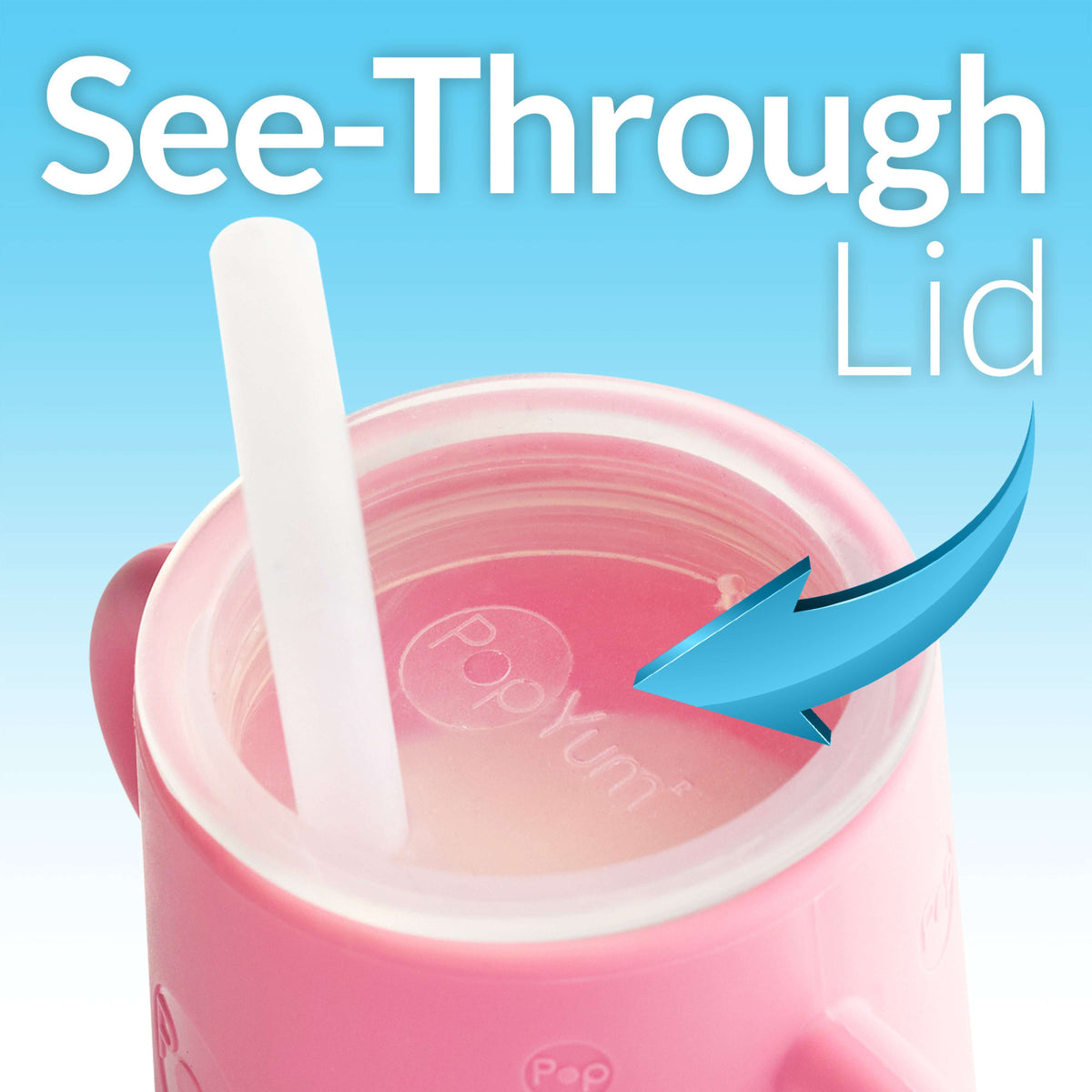 PopYum 5oz Silicone Training Cups with Straw Lid, 2-Pack – Sky Blue & Orchid Pink