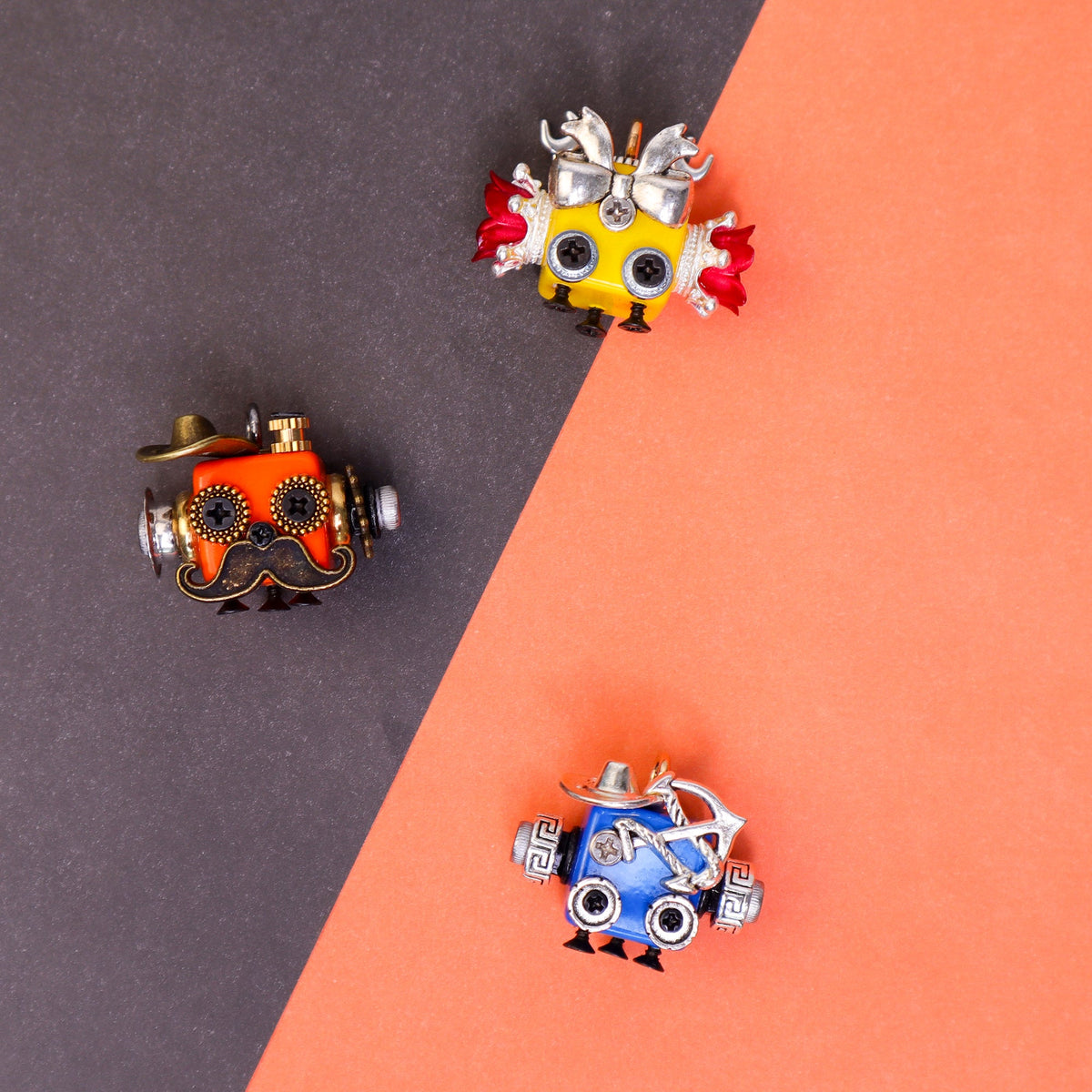 Kitsville Handcrafted Wooden Bot – Necklace, Keychain or Mini Decor