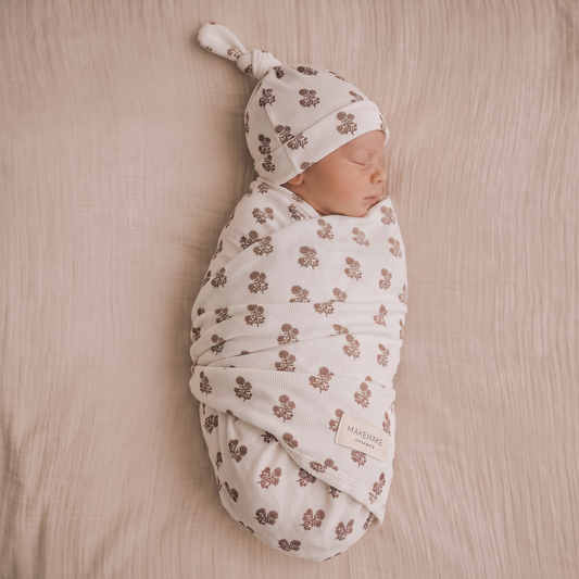 Organic Cotton Swaddle Blanket & Knotted Hat Set for Newborns – Loom