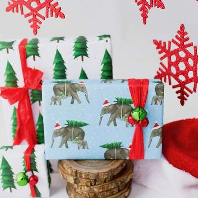 Elephant Tree • Double-Sided Eco Wrapping Paper • Holiday Edition
