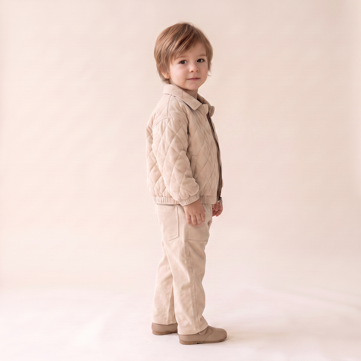 Organic Quilted Corduroy Bomber Jacket for Babies & Toddlers – Oat
