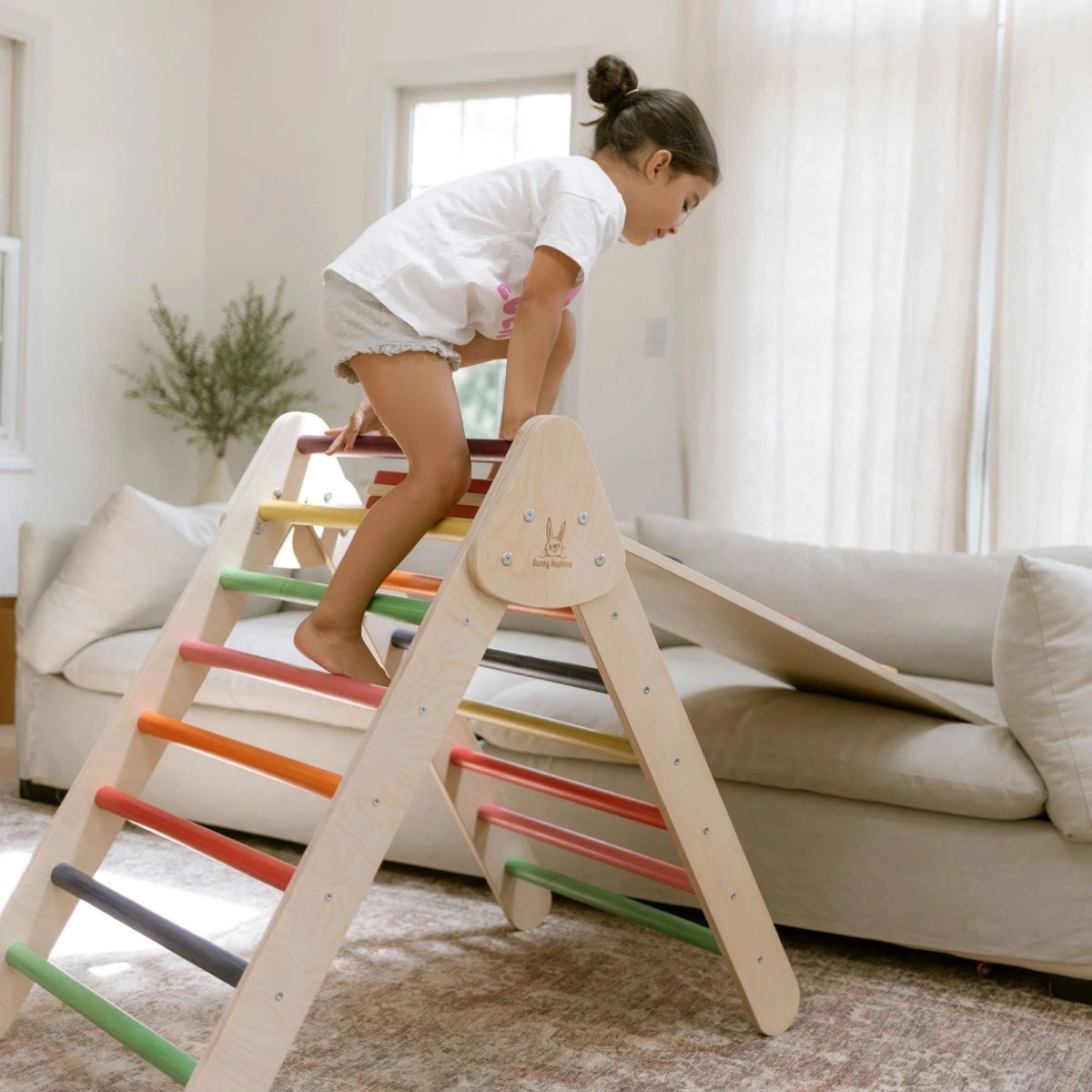 Bunny Hopkins Classic Climber Playset – Original Pikler Triangle with Reversible Ramp, Made in the USA