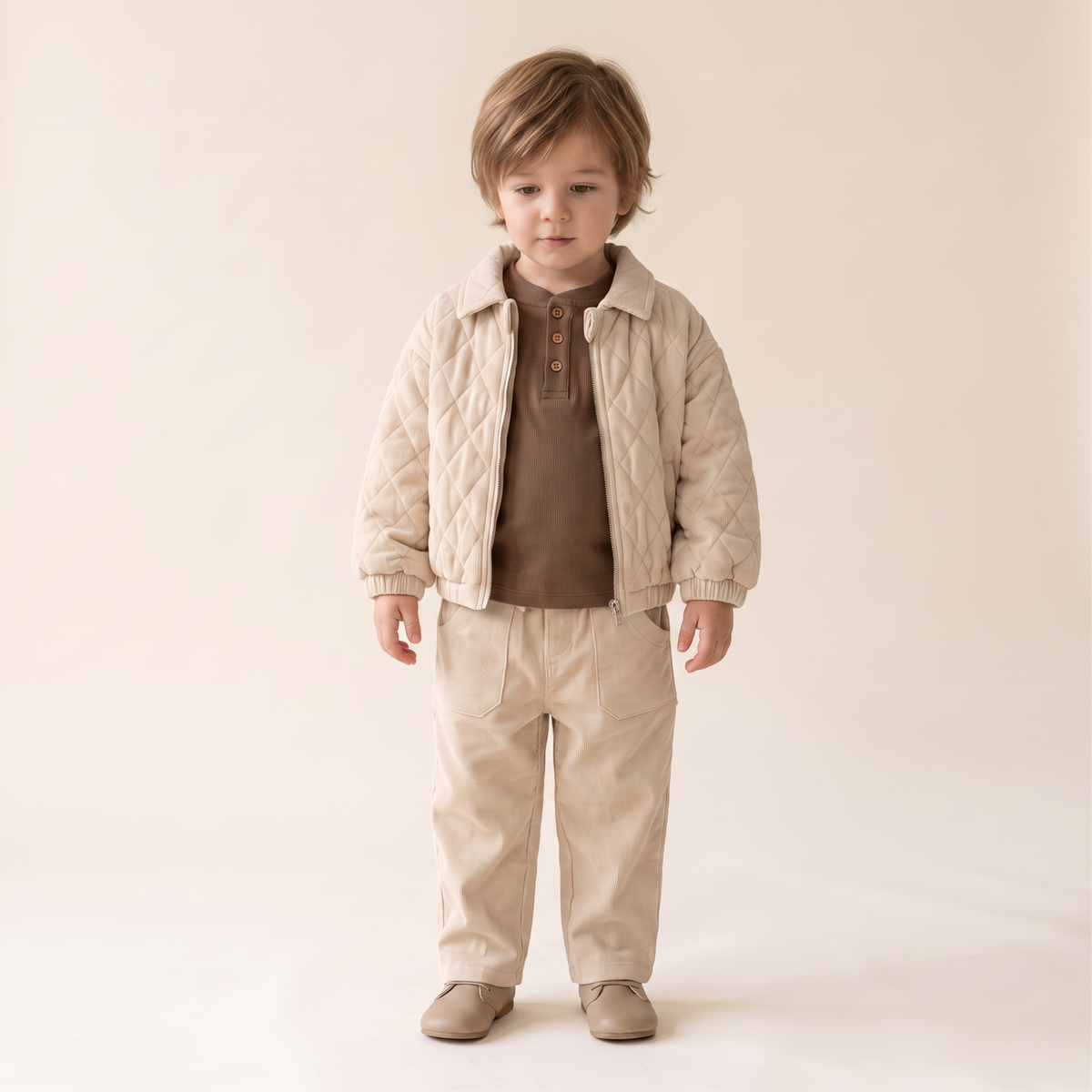 Organic Quilted Corduroy Bomber Jacket for Babies & Toddlers – Oat