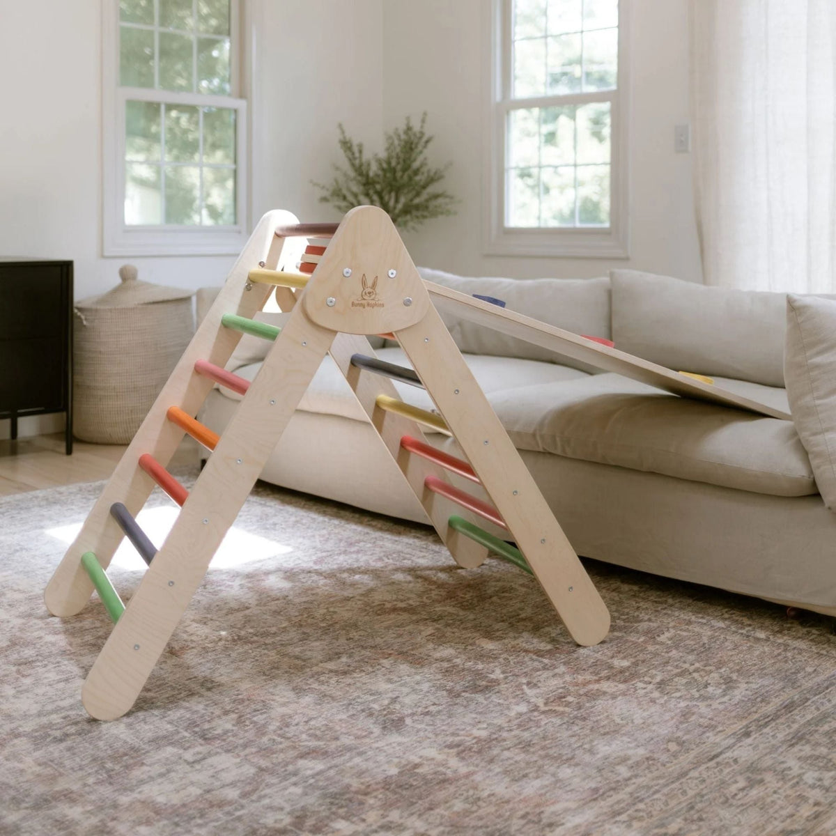 Bunny Hopkins Classic Climber Playset – Original Pikler Triangle with Reversible Ramp, Made in the USA