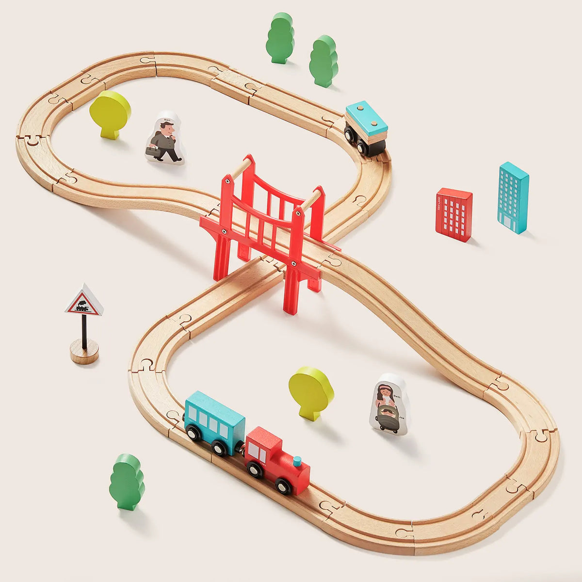 Tiny Land Wooden Train Set for Kids – 39, 55 or 110 Pieces