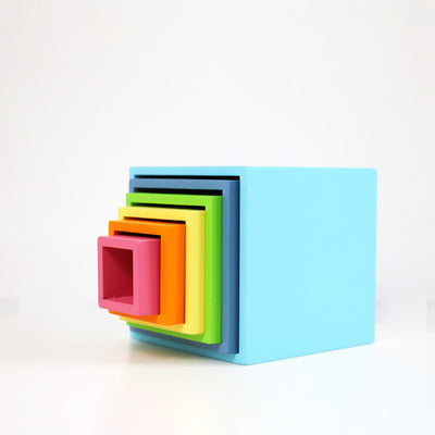 Green Elephant 6-Piece Pastel Wooden Nesting Boxes – Stacking & Sorting Toy