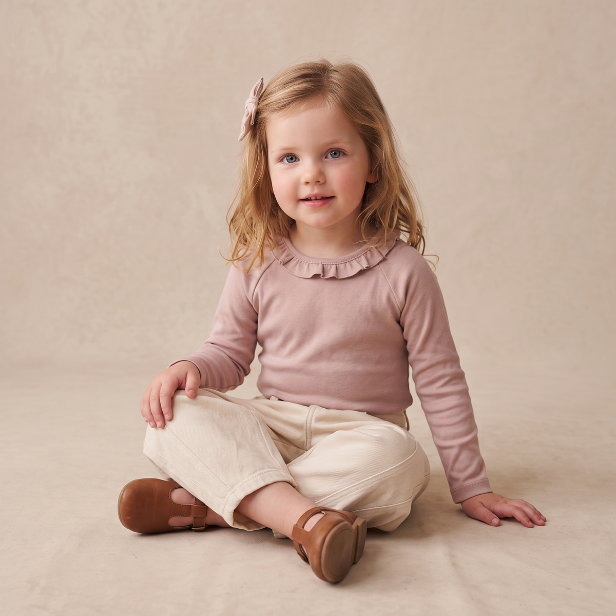 Organic Ruffle Neck Top for Babies & Toddlers – Dusty Rose