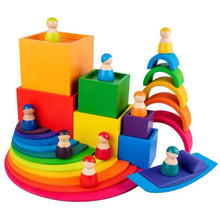 Load image into Gallery viewer, 12 Pcs Rainbow Wooden Peg Dolls in Primary Colors
