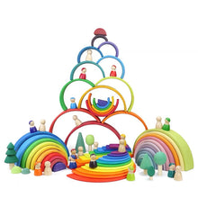 Load image into Gallery viewer, 12 Pcs Large Wooden Rainbow Stacking Blocks in Primary Colors
