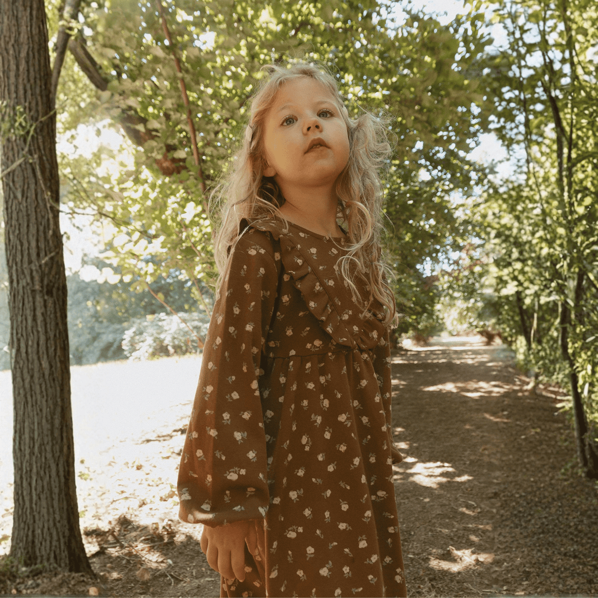 Organic Long Sleeve Ruffle V-Neck Dress for Babies & Toddlers – Primrose