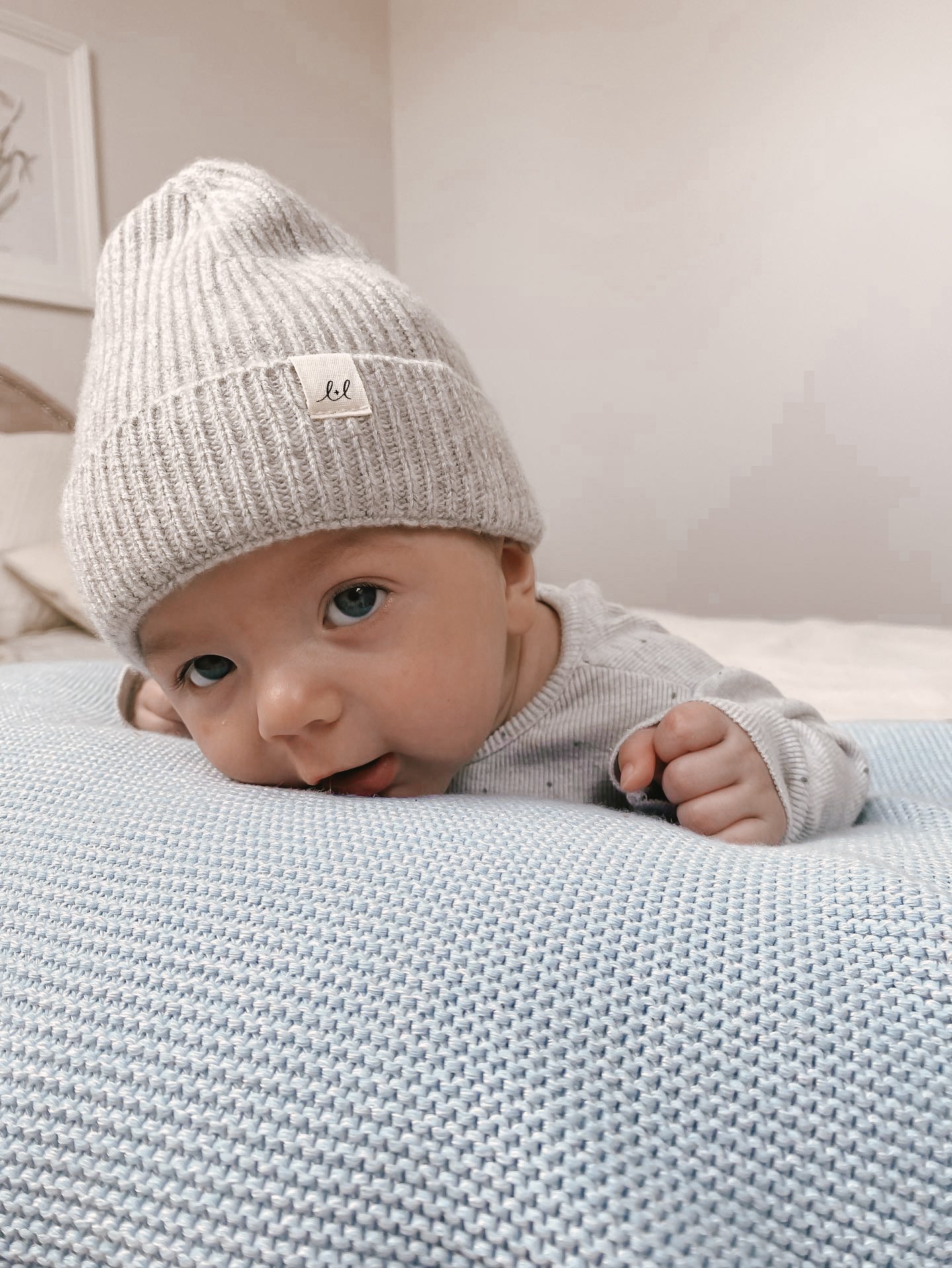 Luna + Luca Merino Wool Baby Knit Beanie - Heather Gray