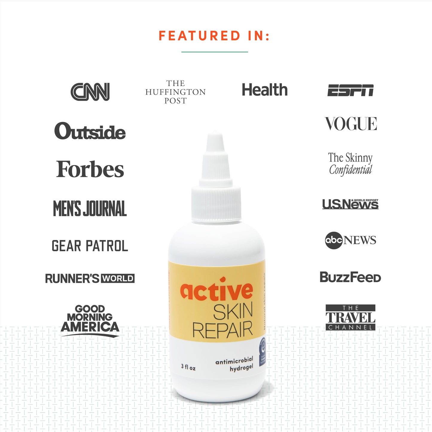 Active Skin Repair Hydrogel | FDA-Cleared Hypochlorous Acid Wound Care Gel | 0.012% HOCl First Aid Treatment | Medical-Grade Hydrogel for Cuts, Burns & Skin Repair | Made in USA - 3oz