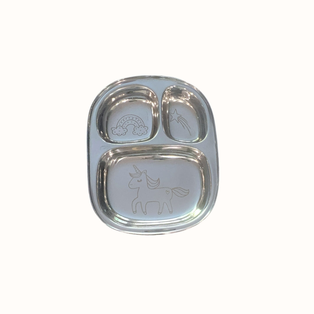 Busy Benny Unicorn & Rainbow Stainless Steel Divided Plates Set (Two)