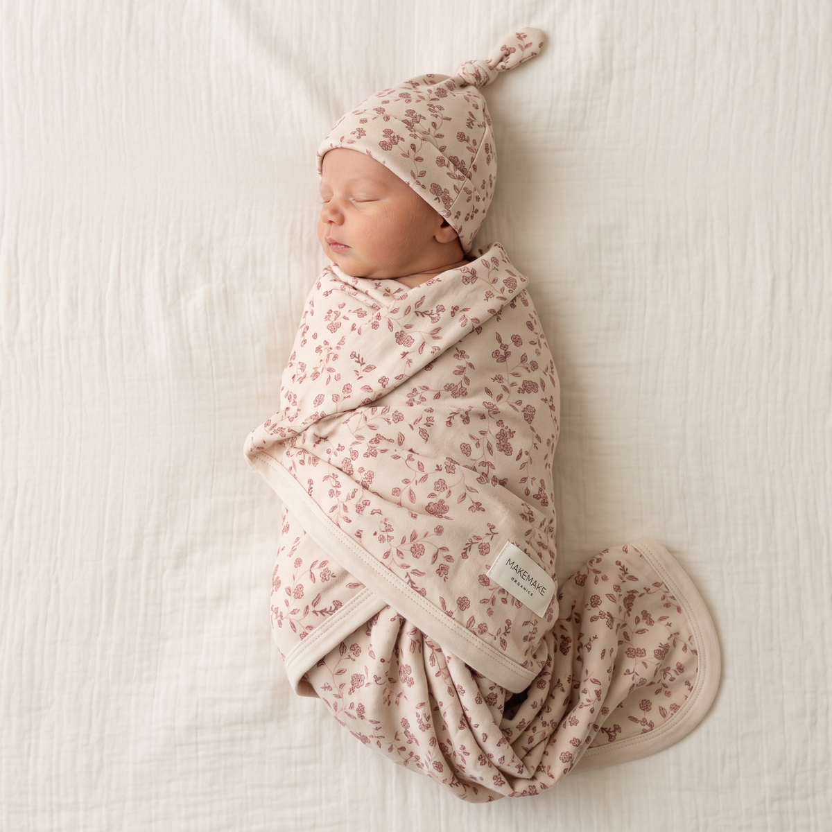 Organic Cotton Swaddle Blanket & Knotted Hat Set for Newborns – Petal Whispers