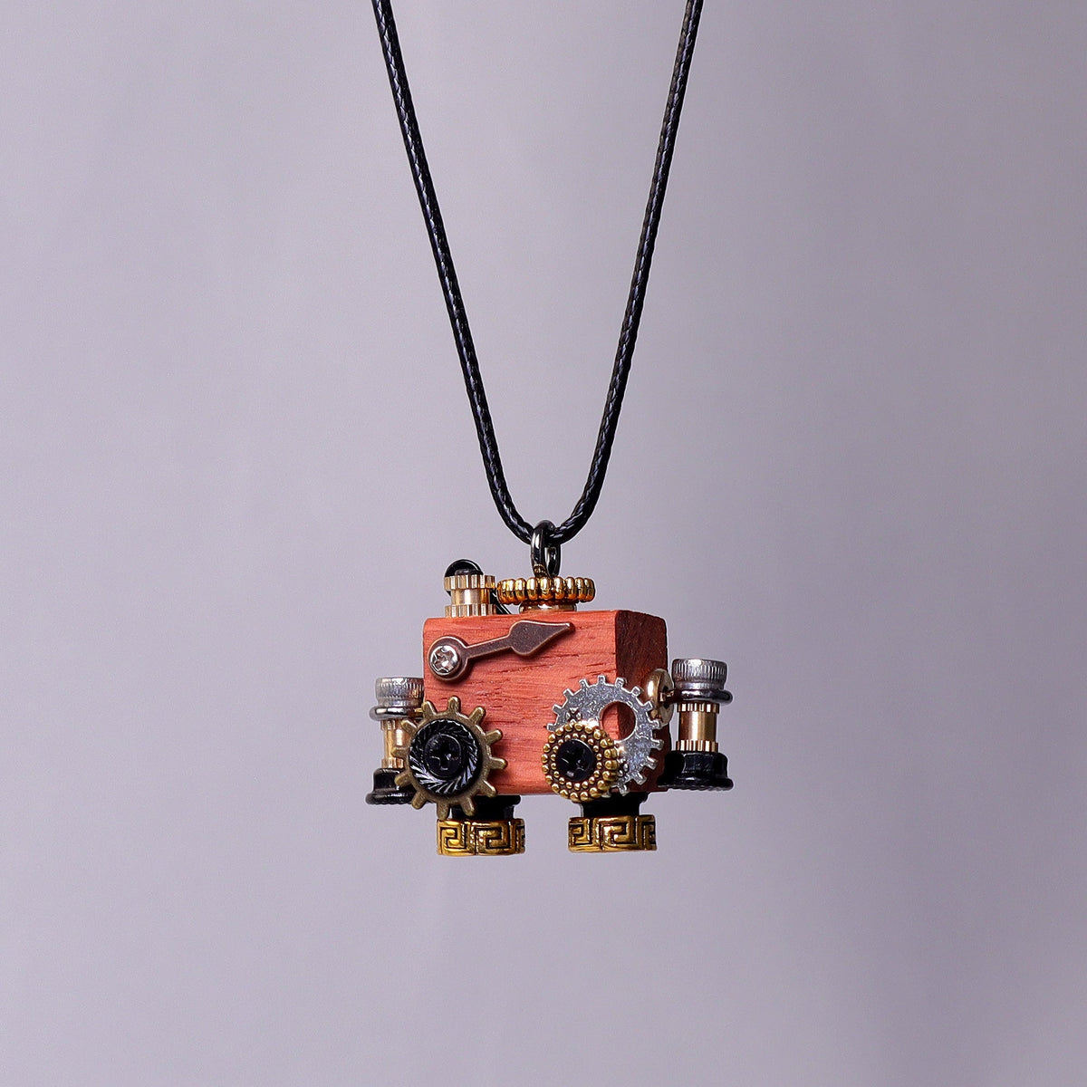 Kitsville Handcrafted Wooden Bot – Necklace, Keychain or Mini Decor