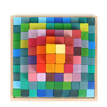 Load image into Gallery viewer, 100 Pcs STAINED Large Stepped Pyramid Wooden Stacking Building Blocks
