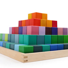 Load image into Gallery viewer, 100 Pcs STAINED Large Stepped Pyramid Wooden Stacking Building Blocks
