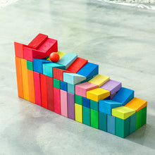Load image into Gallery viewer, 100 Pcs STAINED Large Stepped Pyramid Wooden Stacking Building Blocks
