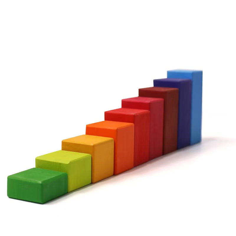 100 Pcs STAINED Large Stepped Counting Wooden Stacking Building Blocks