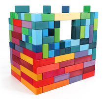 Load image into Gallery viewer, 100 Pcs STAINED Large Stepped Pyramid Wooden Stacking Building Blocks

