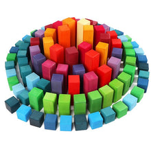 Load image into Gallery viewer, 100 Pcs STAINED Large Stepped Pyramid Wooden Stacking Building Blocks
