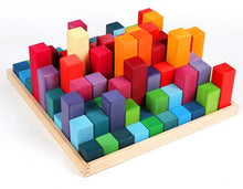 Load image into Gallery viewer, 100 Pcs STAINED Large Stepped Pyramid Wooden Stacking Building Blocks
