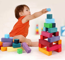 Load image into Gallery viewer, 100 Pcs STAINED Large Stepped Pyramid Wooden Stacking Building Blocks
