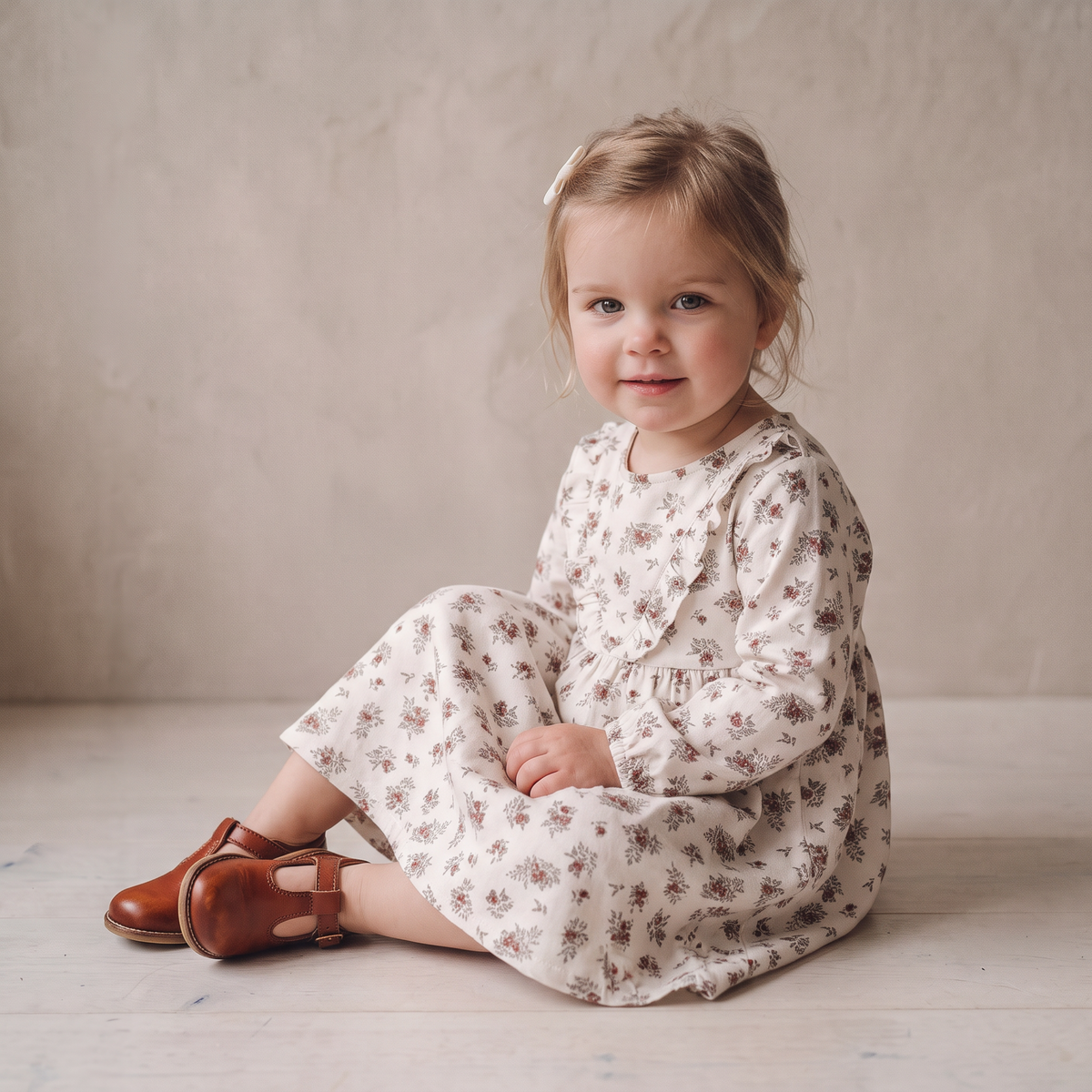 Organic Long Sleeve Ruffle V-Neck Dress for Babies & Toddlers – Winter Berry
