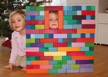 Load image into Gallery viewer, 100 Pcs STAINED Large Stepped Pyramid Wooden Stacking Building Blocks
