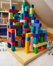 Load image into Gallery viewer, 100 Pcs STAINED Large Stepped Pyramid Wooden Stacking Building Blocks
