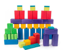 Load image into Gallery viewer, 100 Pcs STAINED Large Stepped Counting Wooden Stacking Building Blocks
