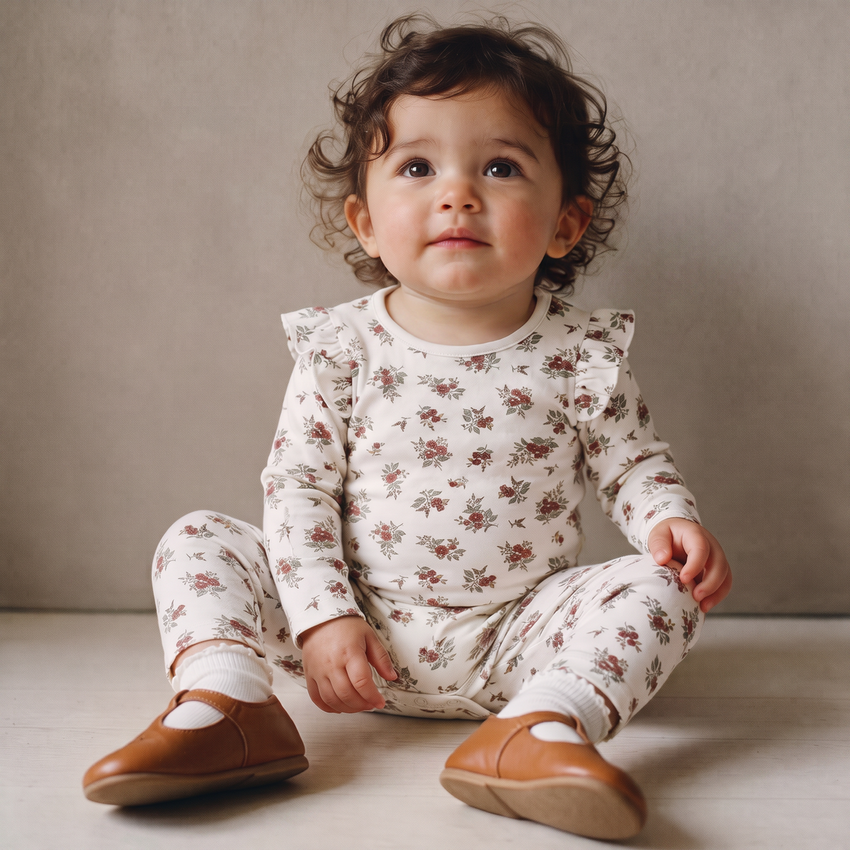 Organic Ruffle Bodysuit & Pants Set for Babies – Winter Berry