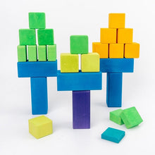 Load image into Gallery viewer, 100 Pcs STAINED Large Stepped Counting Wooden Stacking Building Blocks
