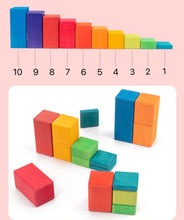 Load image into Gallery viewer, 100 Pcs STAINED Large Stepped Counting Wooden Stacking Building Blocks
