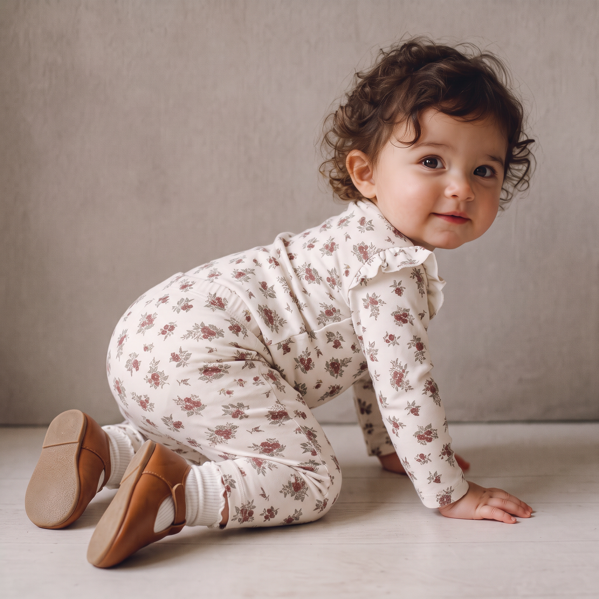 Organic Ruffle Bodysuit & Pants Set for Babies – Winter Berry