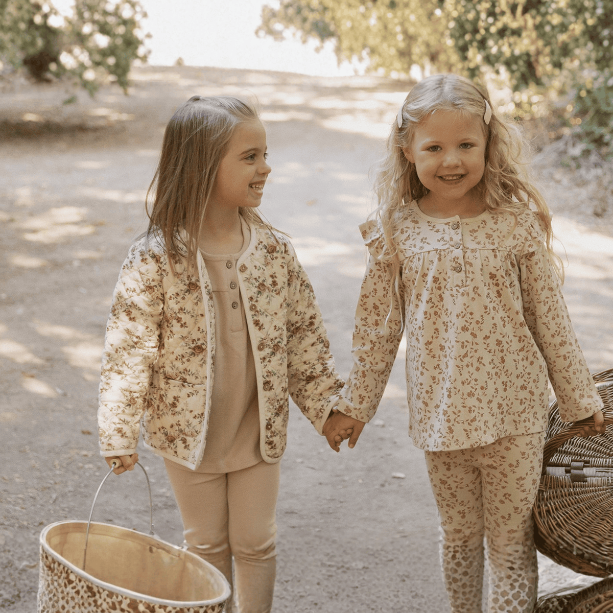 Organic Cotton Ruffle Long Sleeve Tops, Set of 2 for Babies & Toddlers – Petal Whispers + Dusty Rose