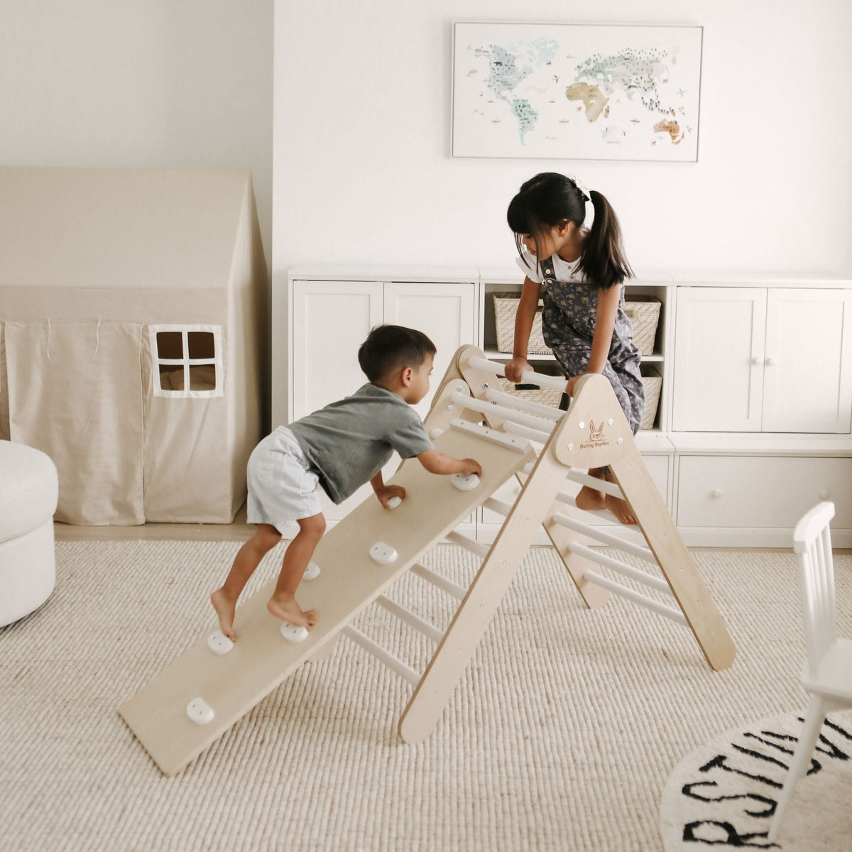 Bunny Hopkins Classic Climber Playset – Original Pikler Triangle with Reversible Ramp, Made in the USA