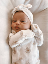 Load image into Gallery viewer, Luna + Luca Floral Baby Girl Bamboo Knotted Gown + Bow
