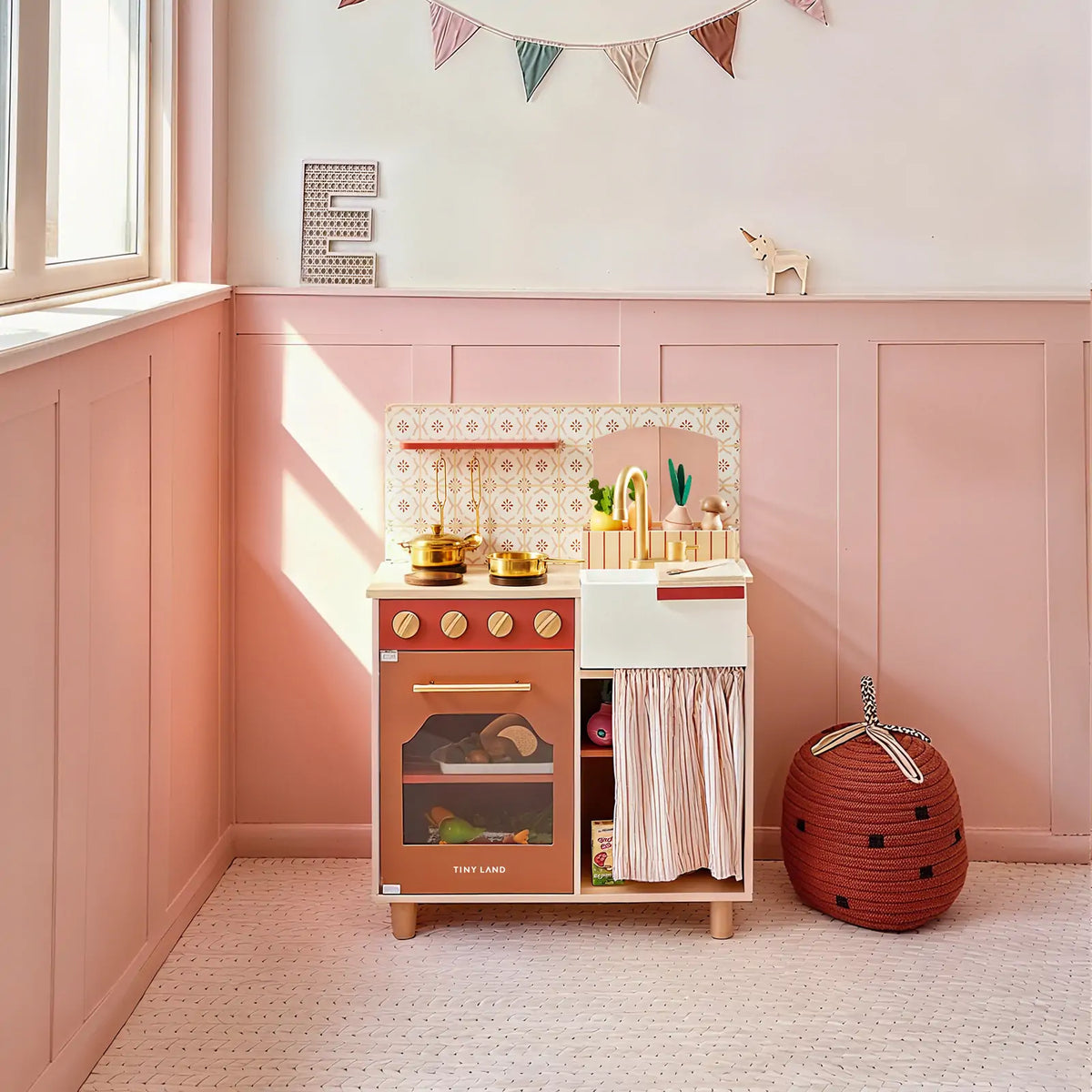 Tiny Land Honey Kitchenette Play Kitchen – Toddler Pretend Cooking Set
