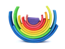 Load image into Gallery viewer, 10 Pcs STAINED Wooden Rainbow Stacking Puzzle Blocks in Sunset Color
