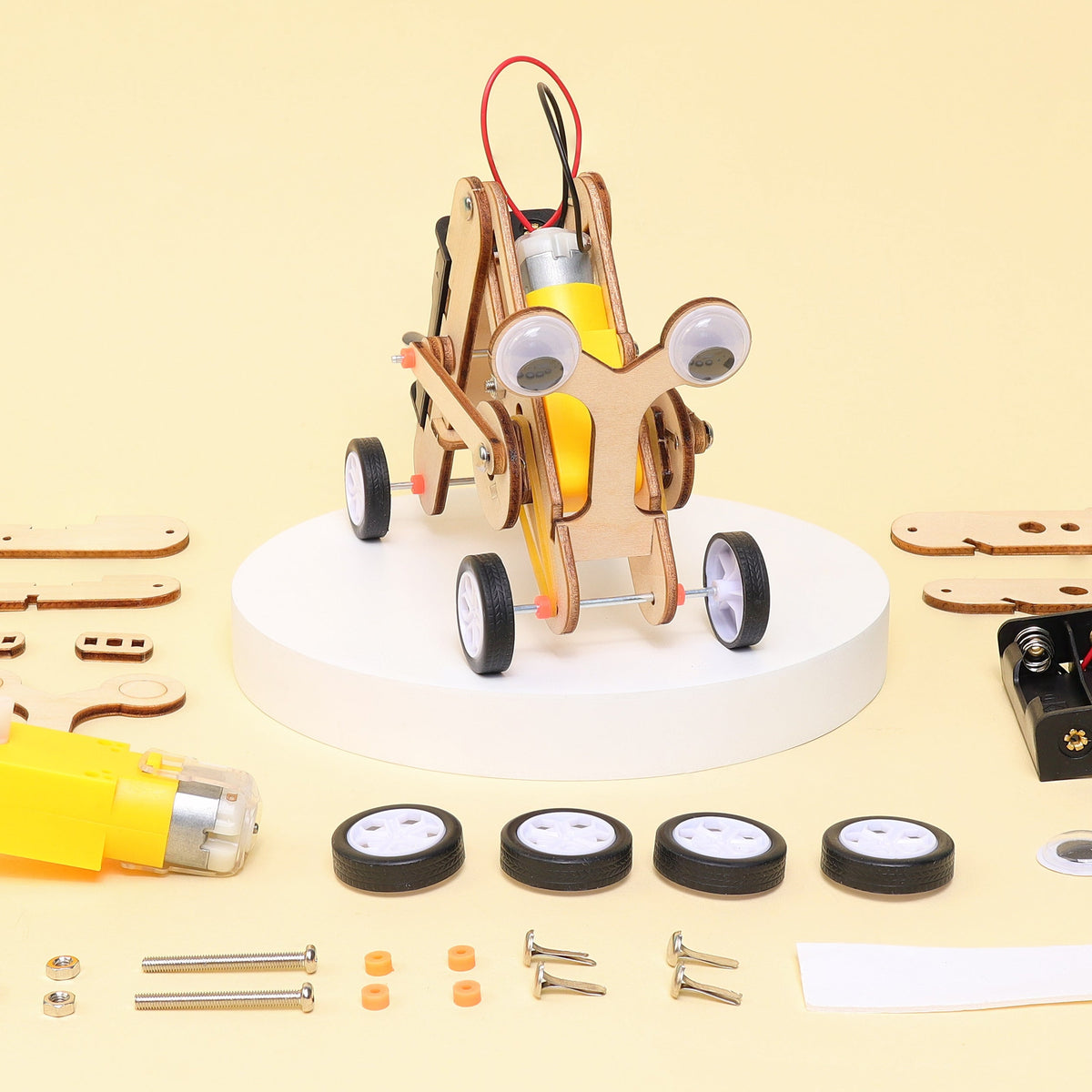 Kitsville Crawling Bug Robot DIY Kit – Wooden STEM Building Kit for Kids