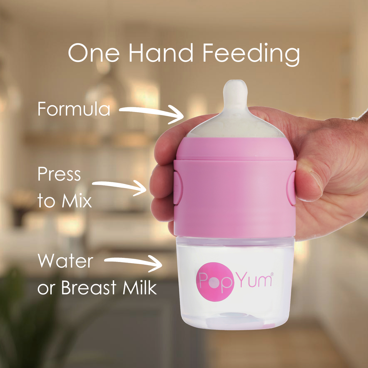 PopYum 5oz Anti-Colic Formula-Making Baby Bottles, 2-Pack – Pink, #1 Slow Flow Nipples